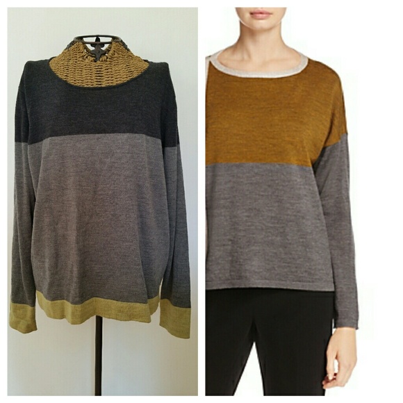 Eileen Fisher Colorblock Sweater L 